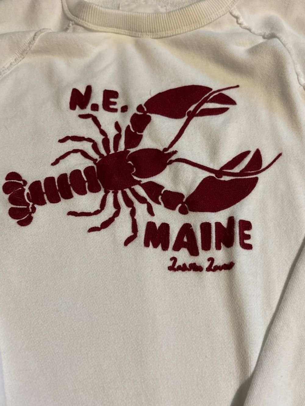 Aerie White 'N.E. Maine LobsterGraphic Crewneck Sweater Women Size XXS Oversize - Picture 3 of 5